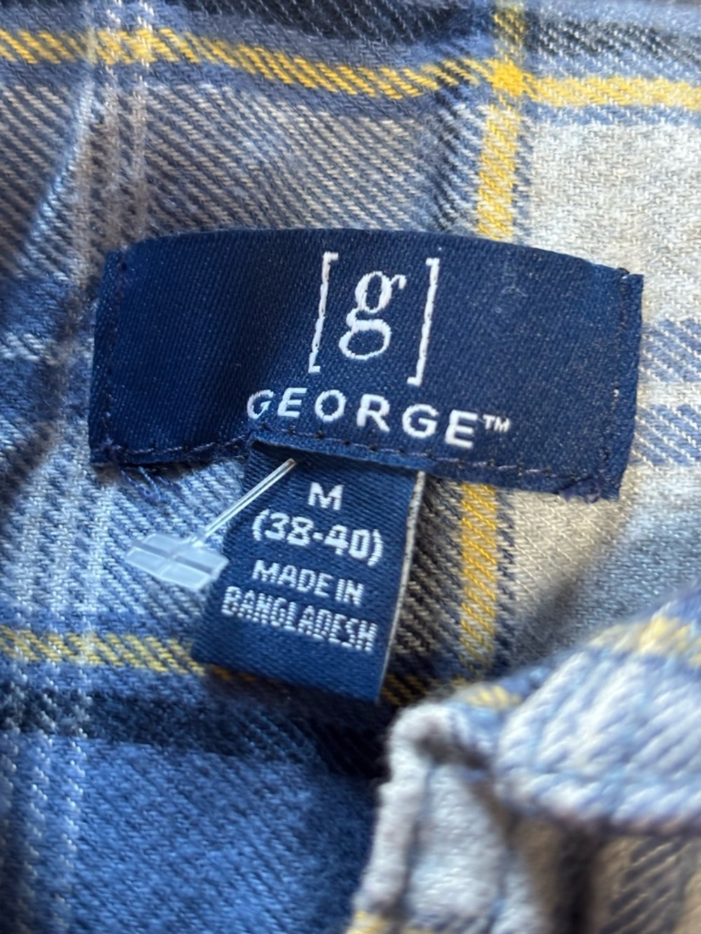 George Men’s Plaid Button Up Shirt - Size Medium - Blue & Yellow Soft Blend - Picture 9 of 9